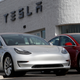 Outside a Tesla showroom.